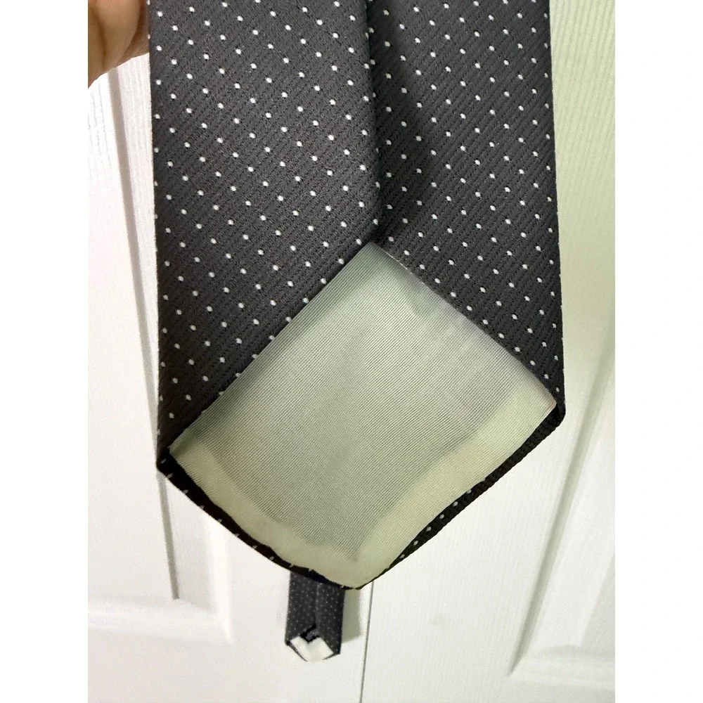 Perth‎ Ltd Mens Necktie Charcoal Grey White Micro Dot Pattern Polyester Tie